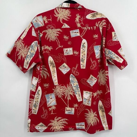 Hilo Haiti Red The Hawaiian Original Short Sleeve Button-Up Shirt Size Medium - Picture 7 of 7
